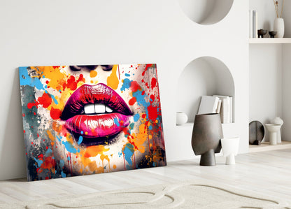 Red Lip Glass Wall Art