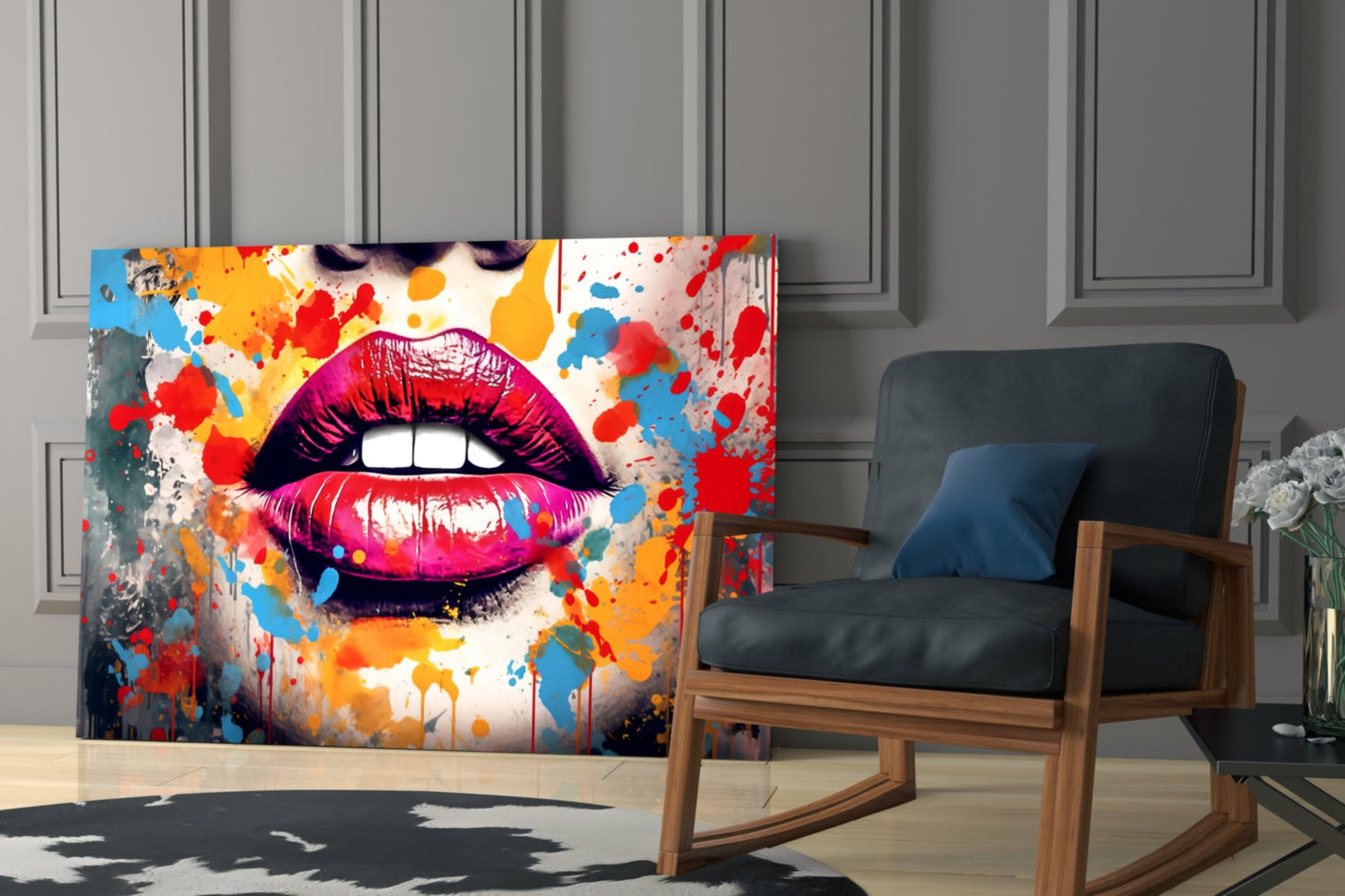 Red Lip Glass Wall Art