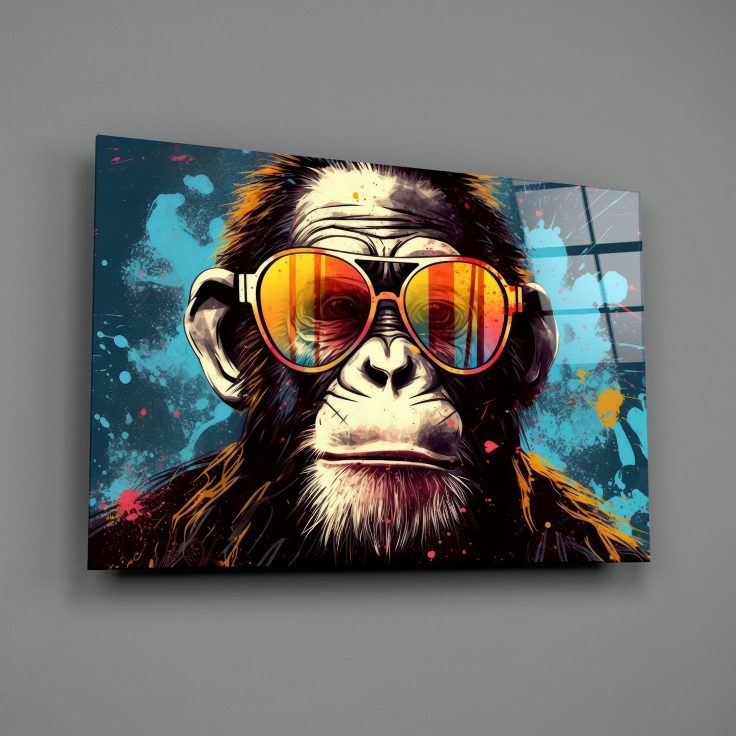 Grumpy Ape Sunglasses Glass Wall Art