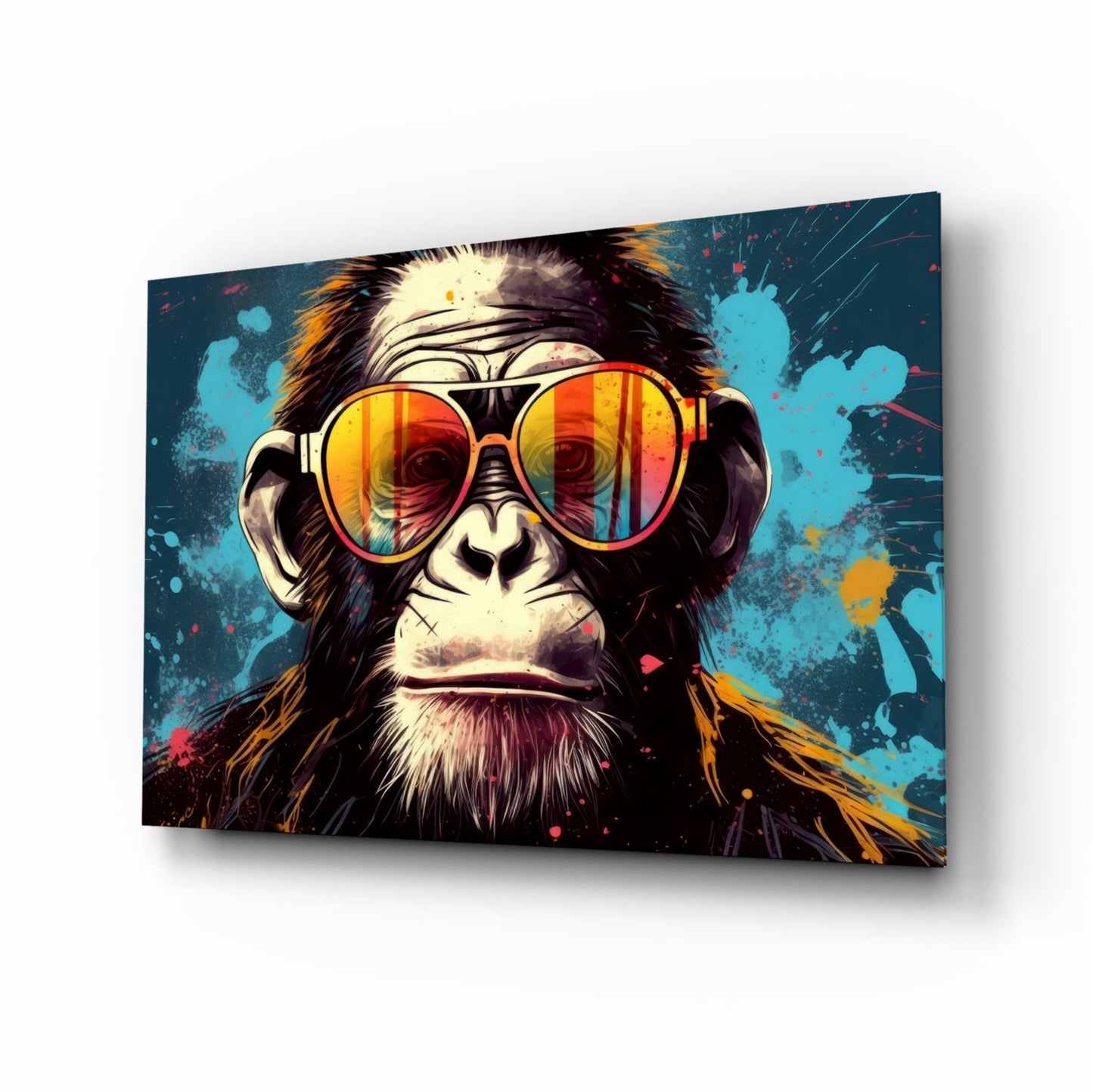 Grumpy ape pop art glass wall art