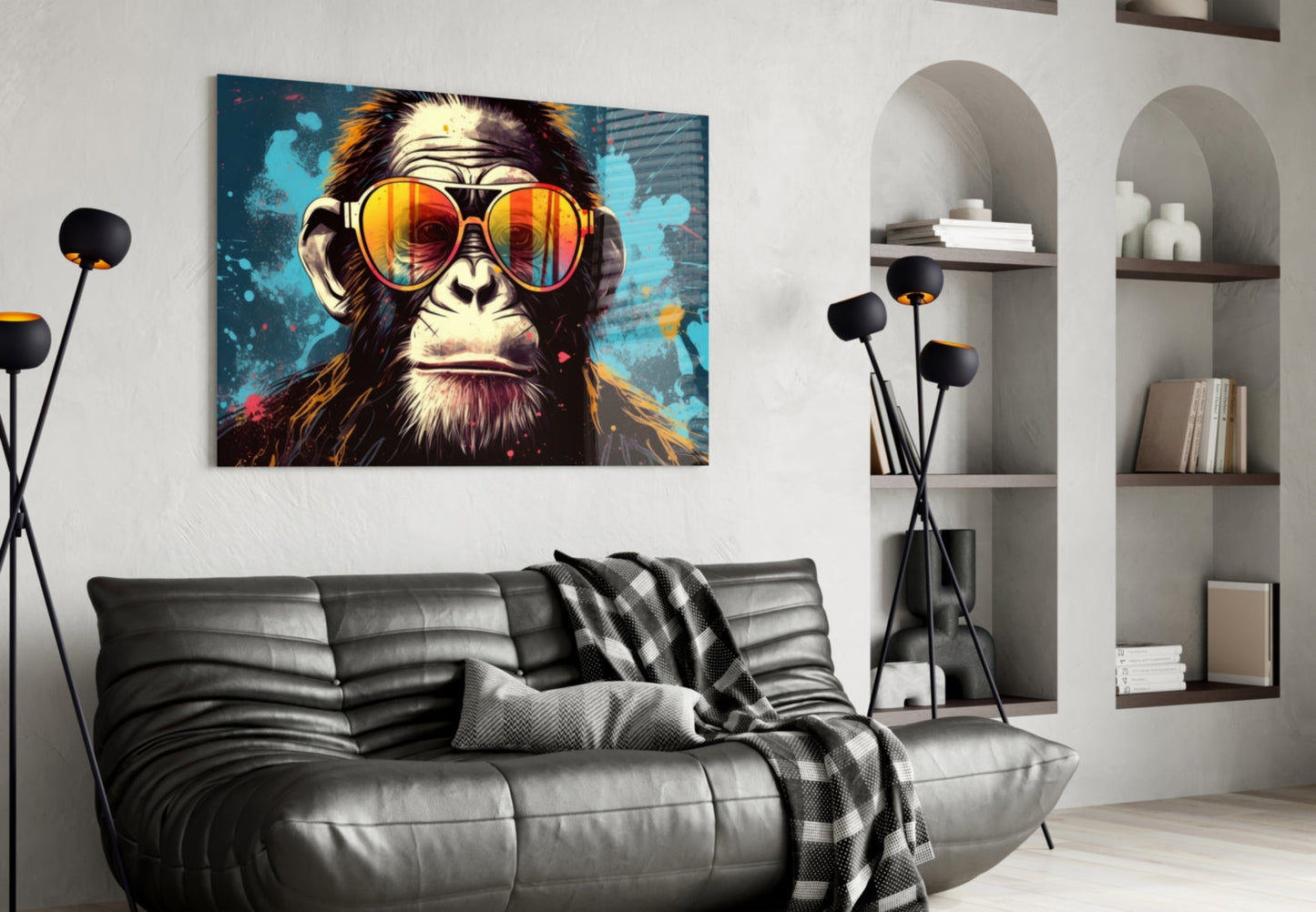 Grumpy Ape Sunglasses Glass Wall Art