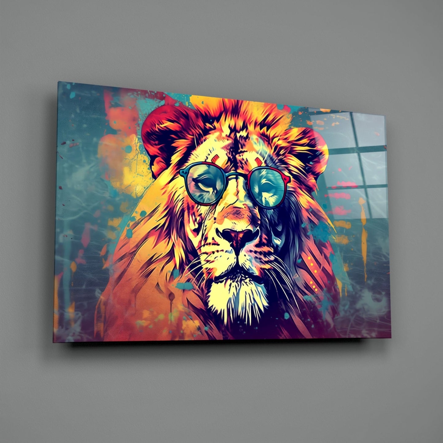 Shades Smoky Lion Glass Wall Art