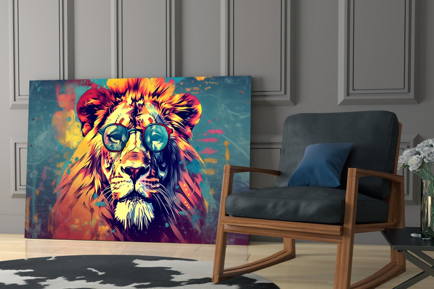 Shades Smoky Lion Glass Wall Art