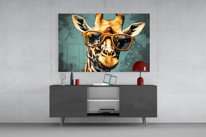 Golden Giraffe Amber Shades Glass Wall Art