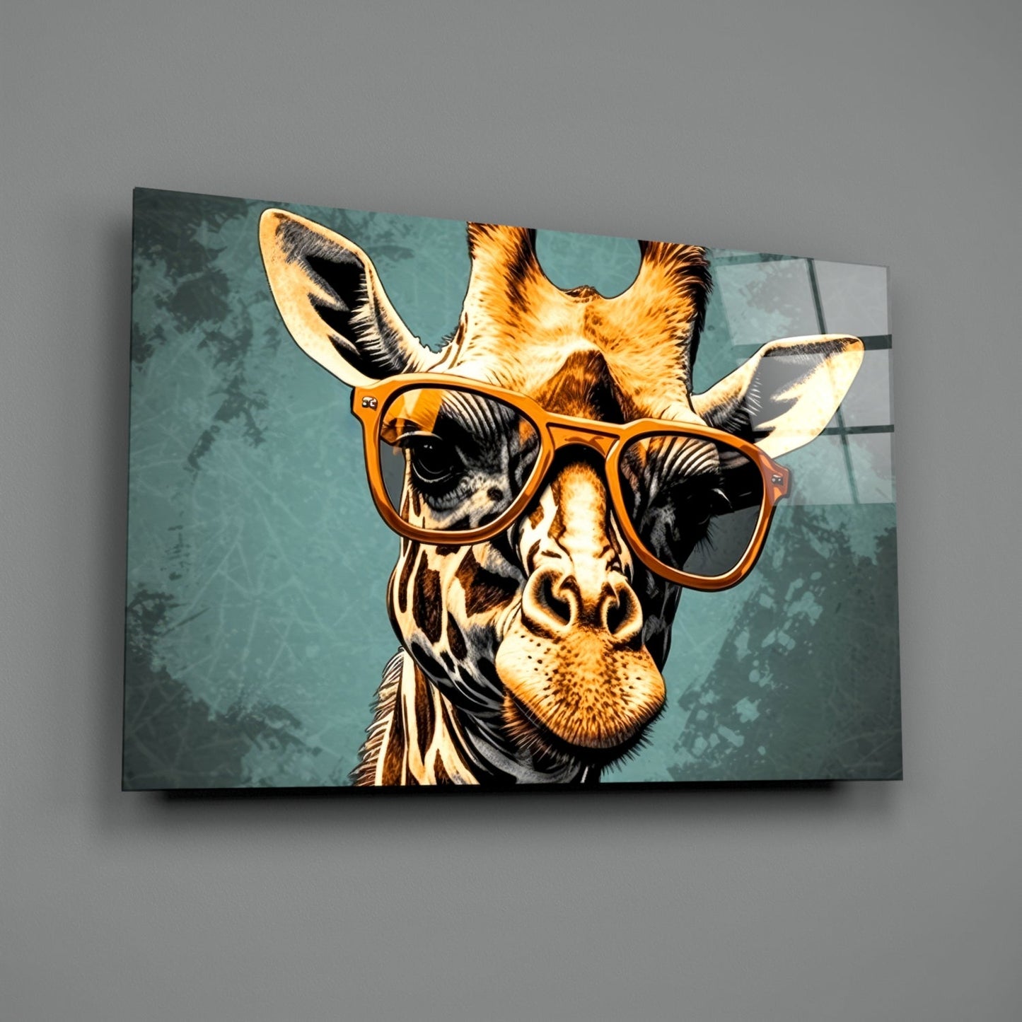 Golden Giraffe Amber Shades Glass Wall Art