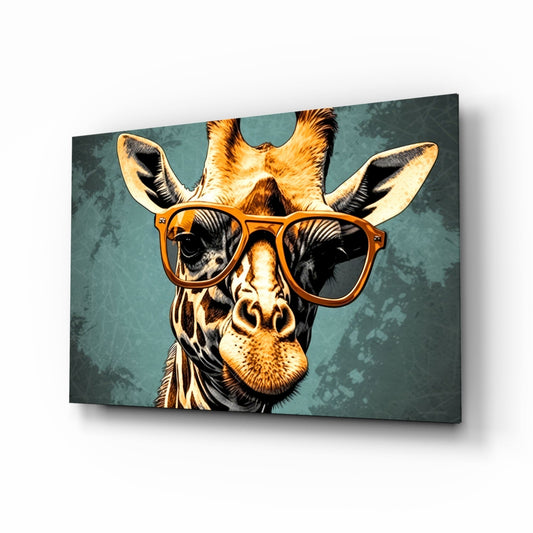 Golden Giraffe Amber Shades glass wall art