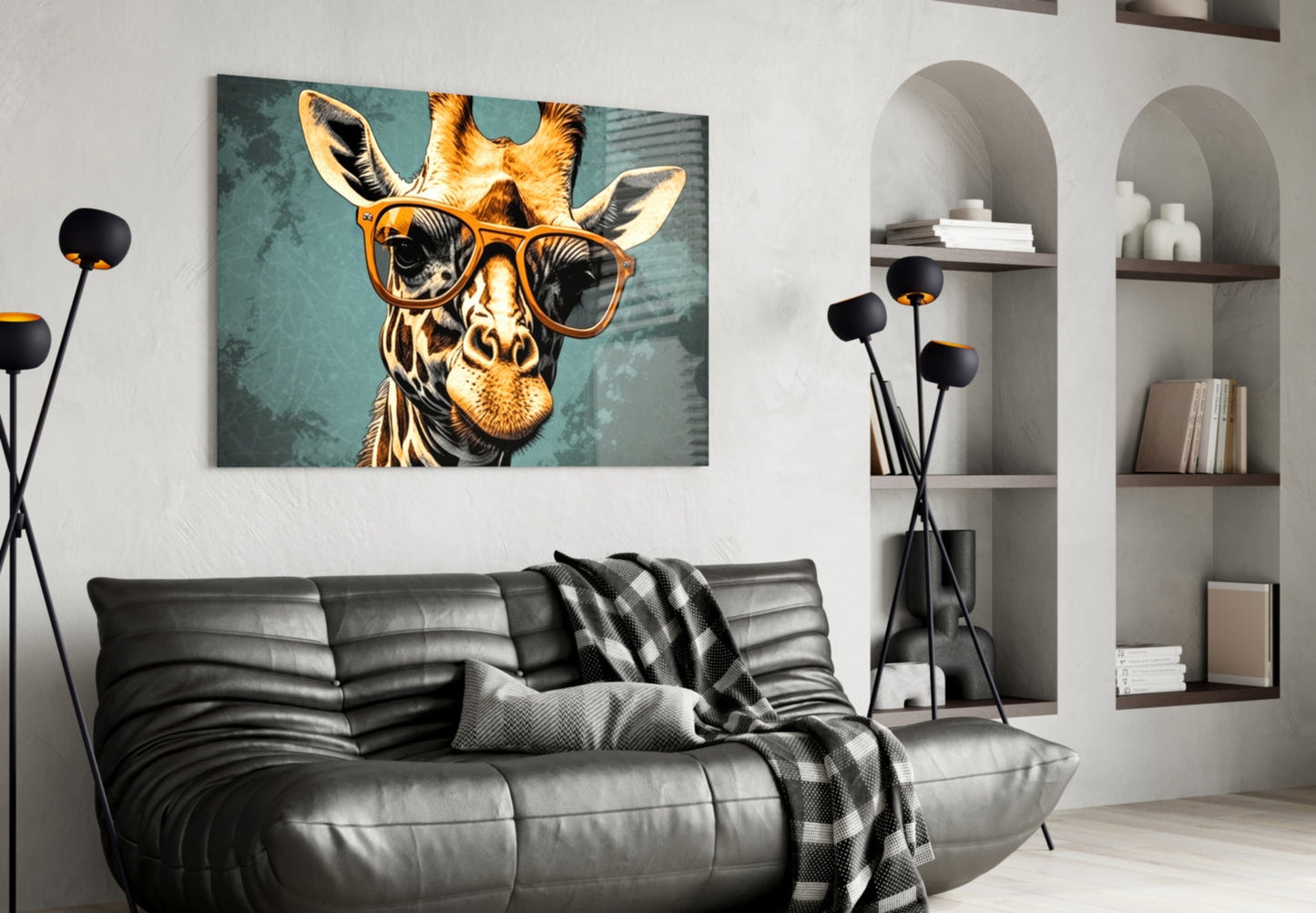 Golden Giraffe Amber Shades Glass Wall Art