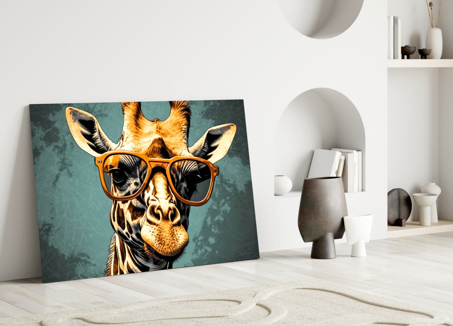 Golden Giraffe Amber Shades Glass Wall Art