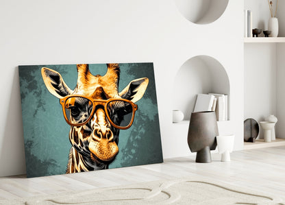 Golden Giraffe Amber Shades Glass Wall Art