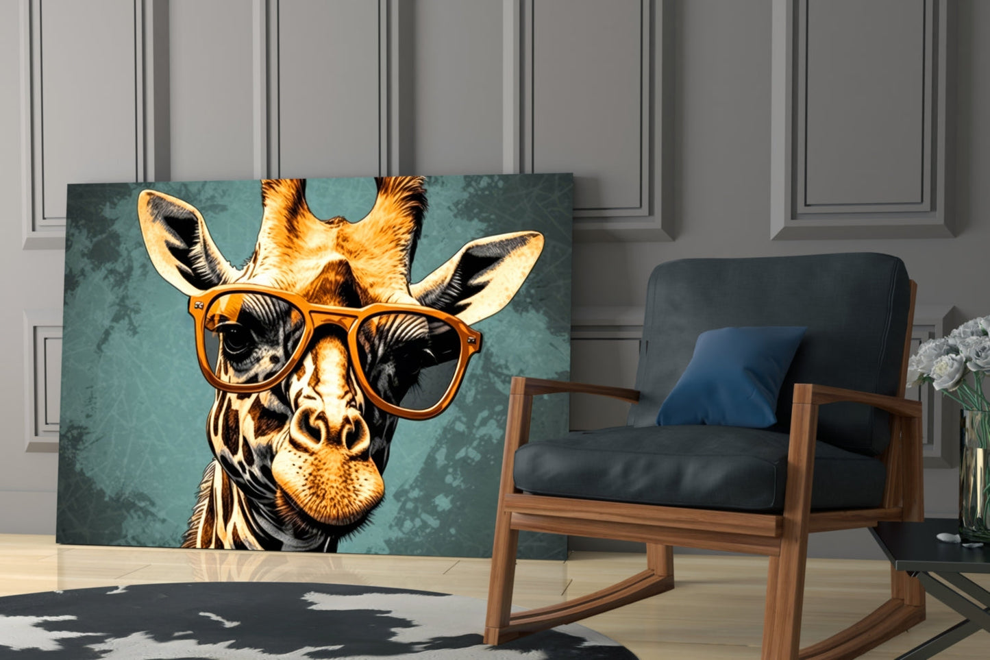 Golden Giraffe Amber Shades Glass Wall Art