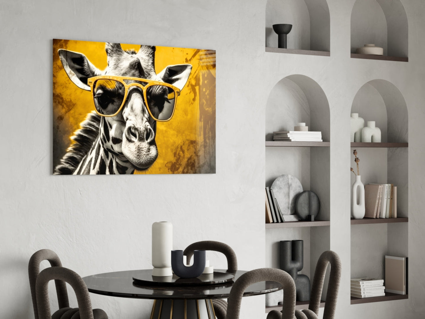 Cool Giraffe Sunglasses Glass Wall Art