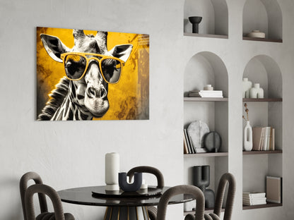 Cool Giraffe Sunglasses Glass Wall Art