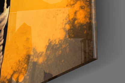 Retro Giraffe with Red Shades Glass Wall Art