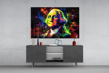 Benjamin Franklin Neon Pop Glass Wall Art
