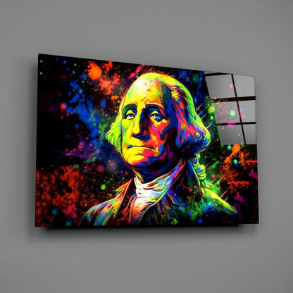 Benjamin Franklin Neon Pop Glass Wall Art