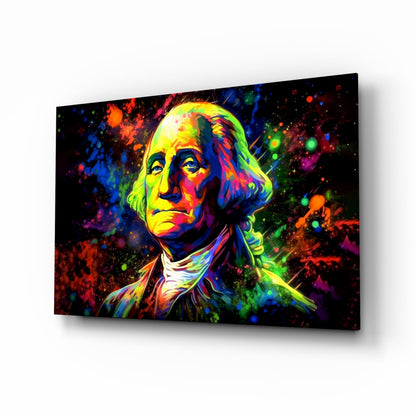 Benjamin Franklin neon pop glass wall art