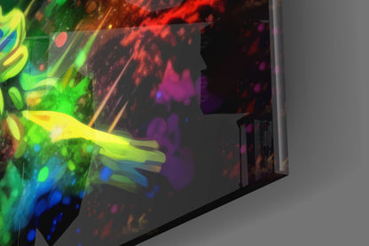 Benjamin Franklin Neon Pop Glass Wall Art