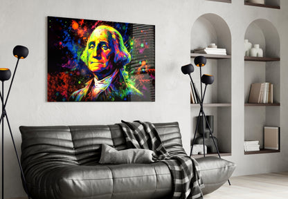 Benjamin Franklin Neon Pop Glass Wall Art