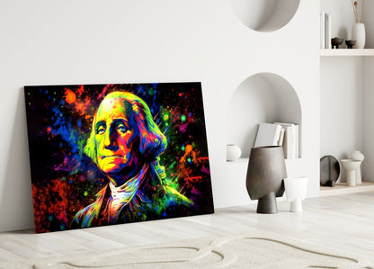 Benjamin Franklin Neon Pop Glass Wall Art