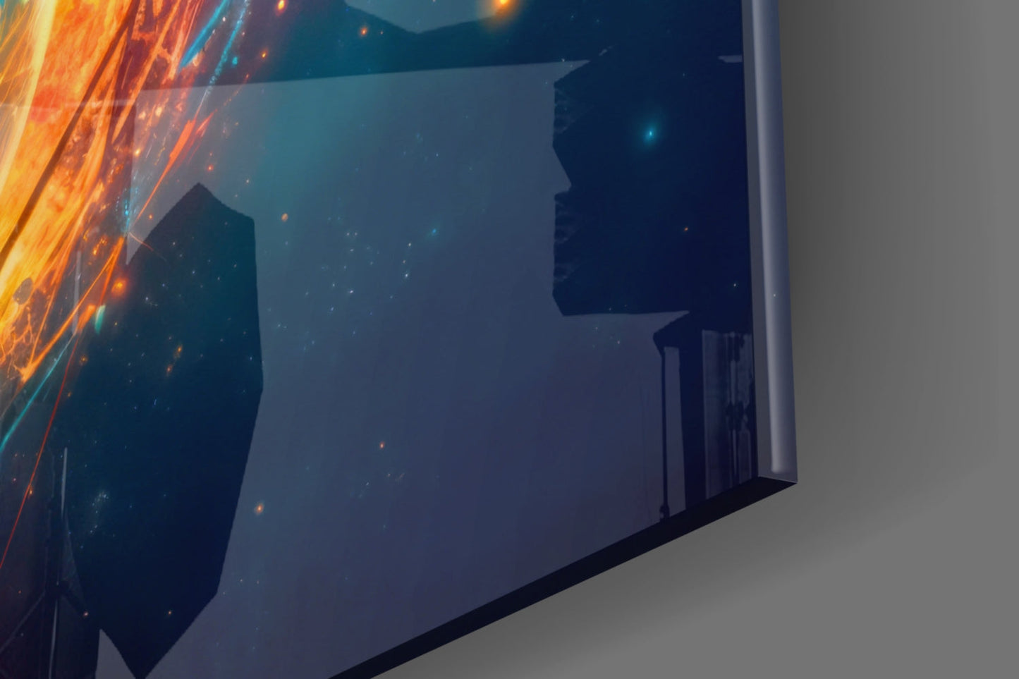 Cyan Ember World Glass Wall Art