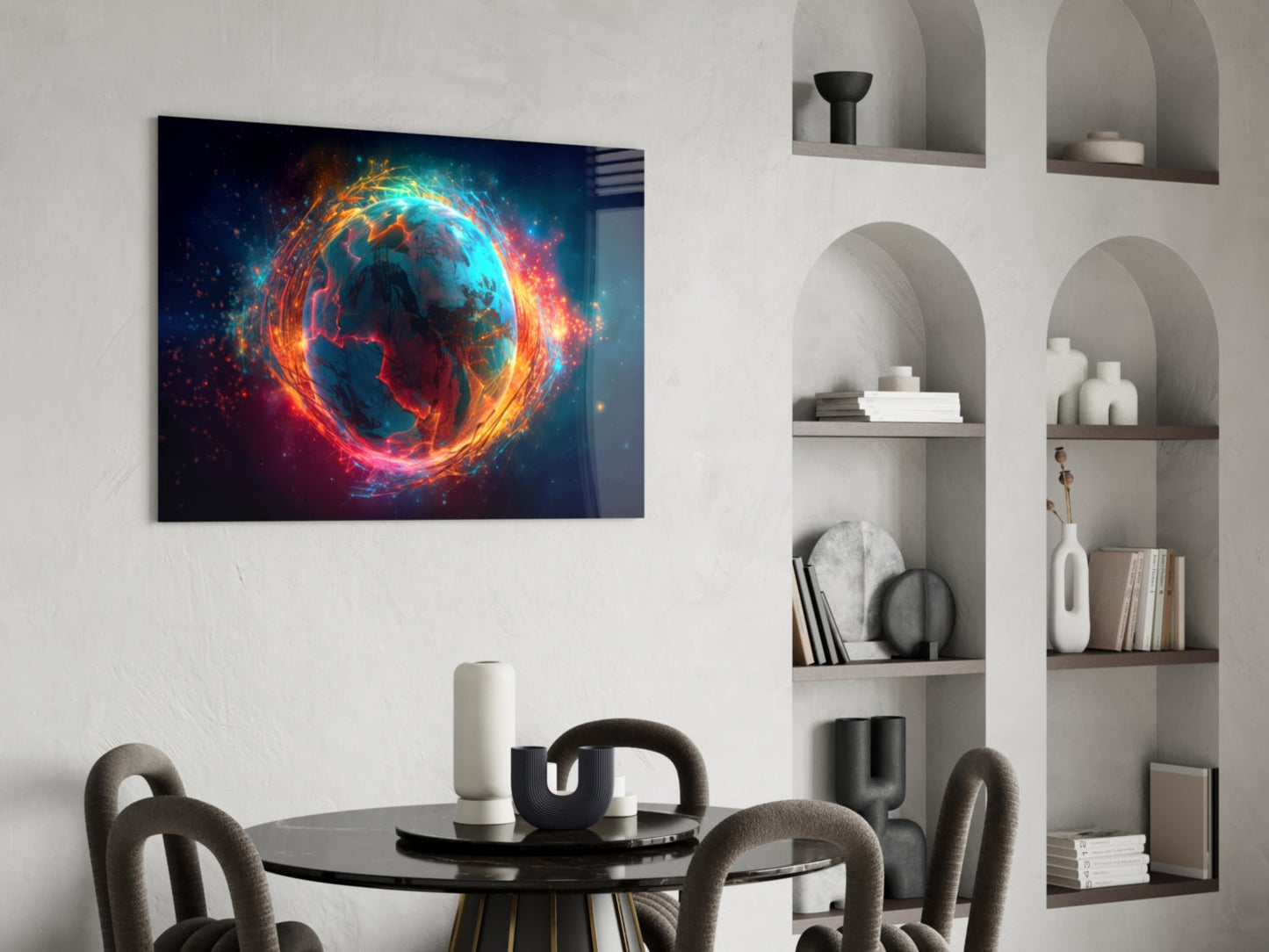 Cyan Ember World Glass Wall Art