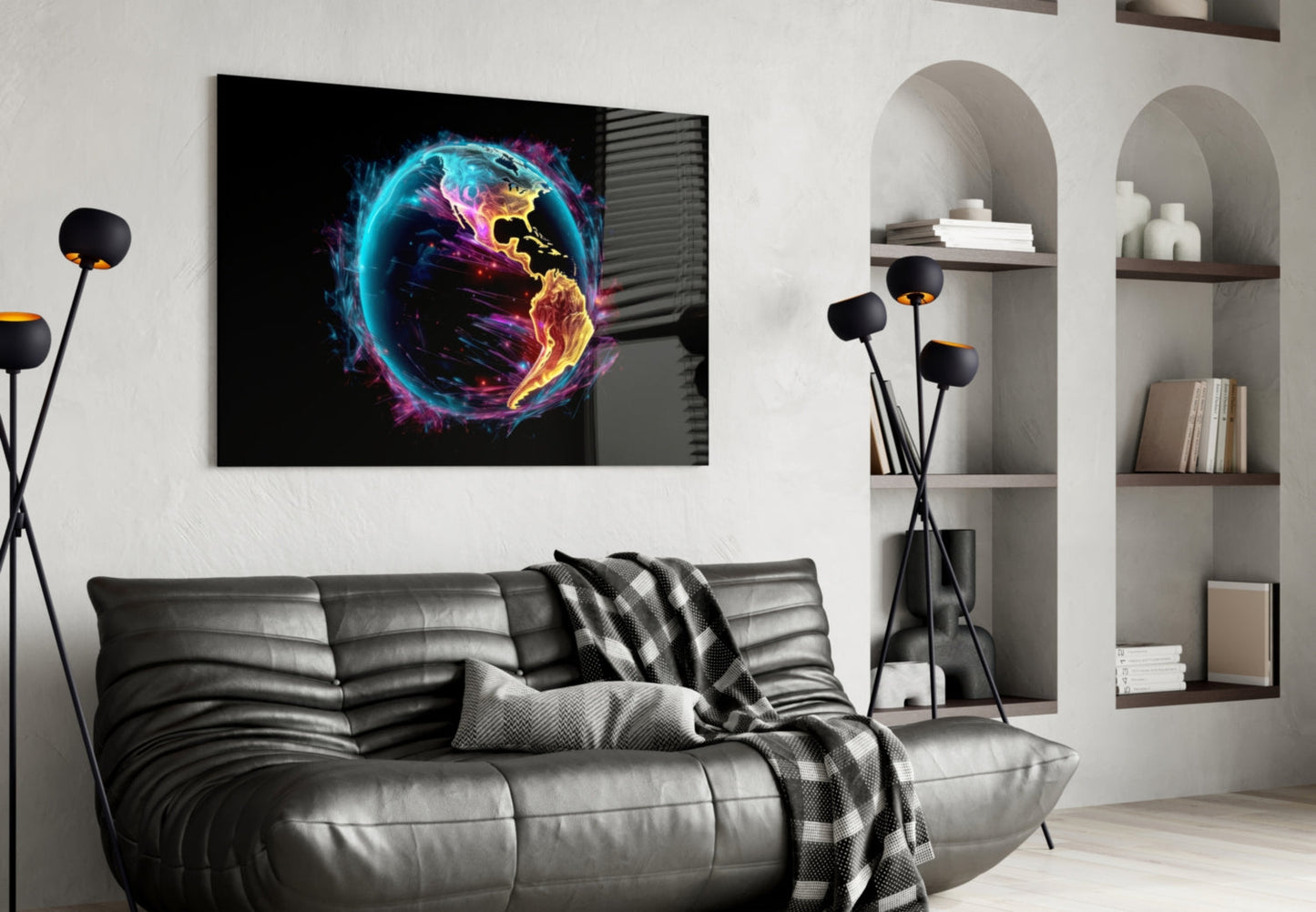 Amber Magenta World Glass Wall Art