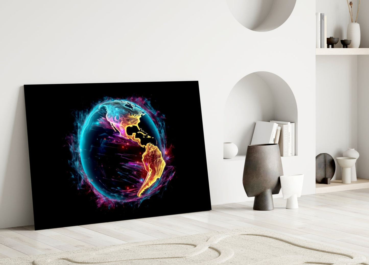 Amber Magenta World Glass Wall Art