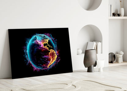 Amber Magenta World Glass Wall Art