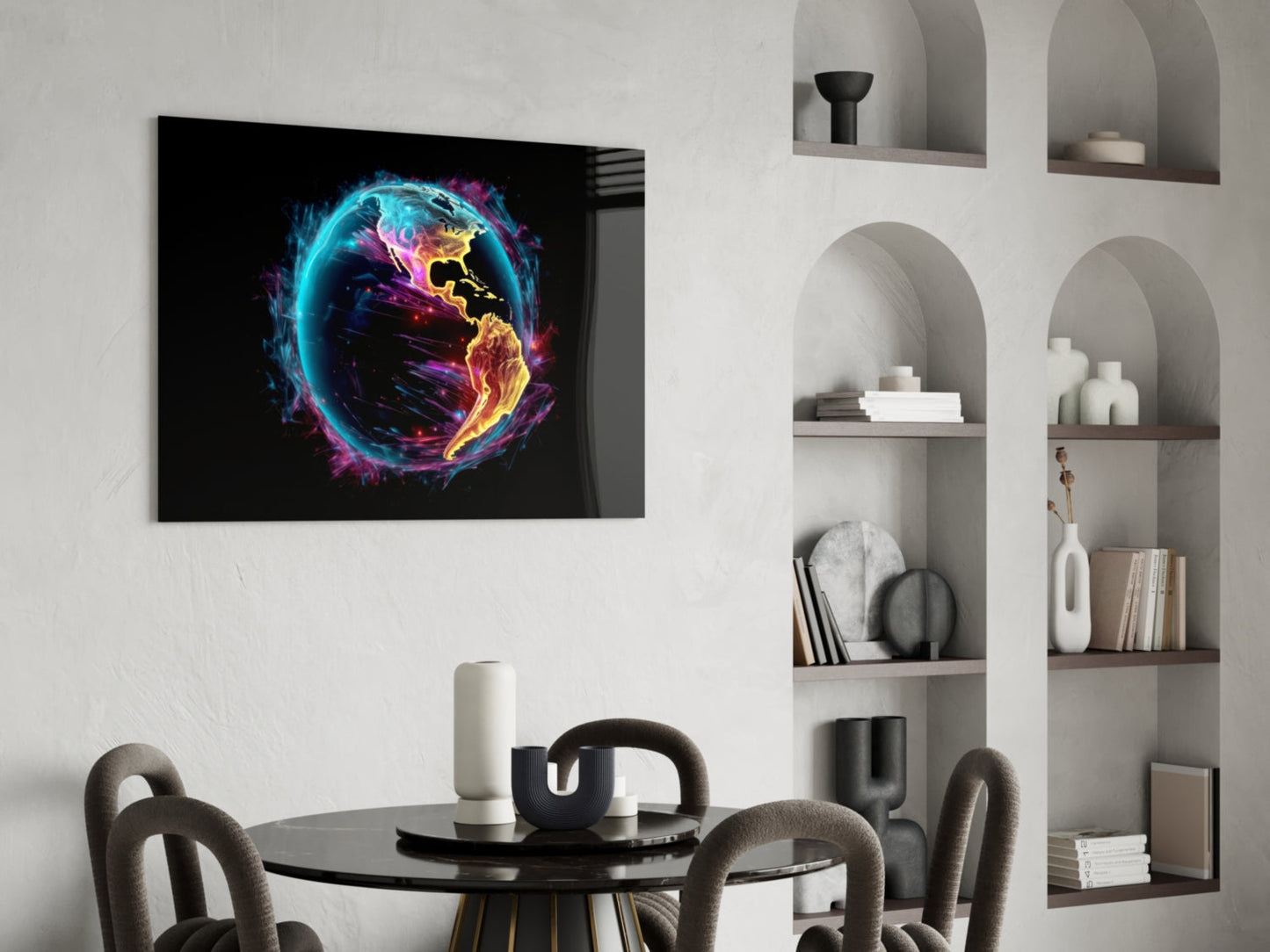 Amber Magenta World Glass Wall Art