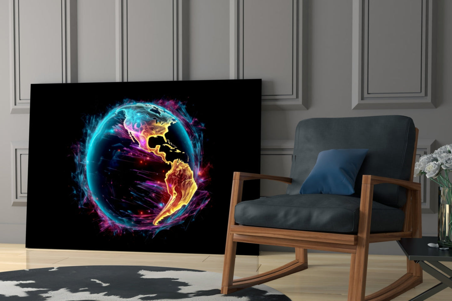 Amber Magenta World Glass Wall Art