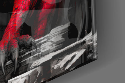 Crimson Winged Dragon Glass Wall Art