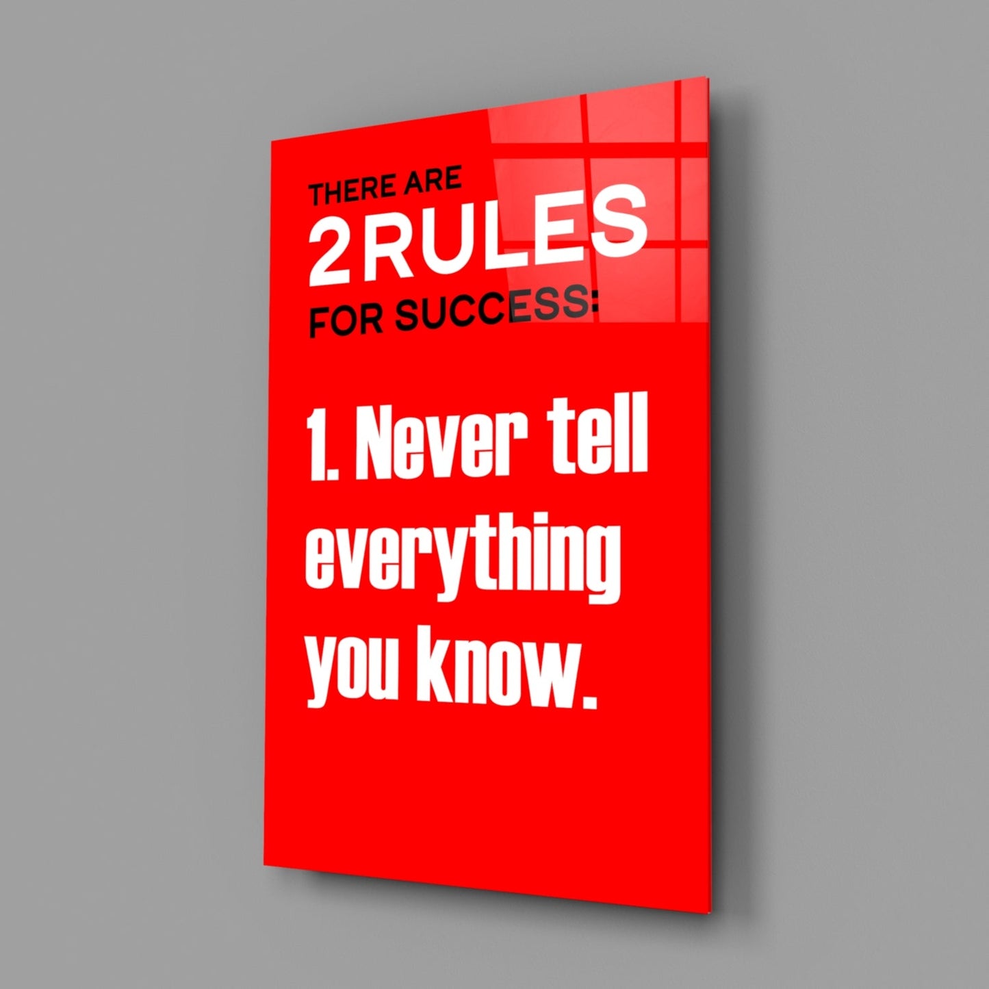 Two Rules for Success Bold Red Quote Glass Wall Art
