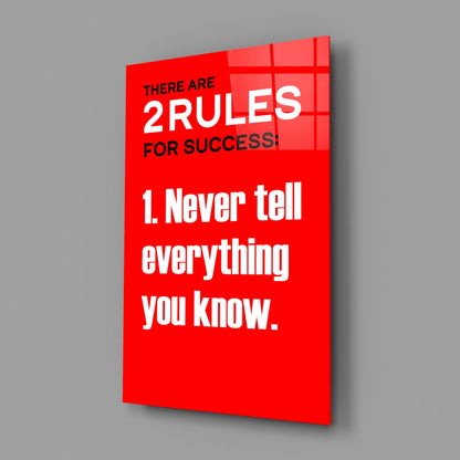 Two Rules for Success Bold Red Quote Glass Wall Art