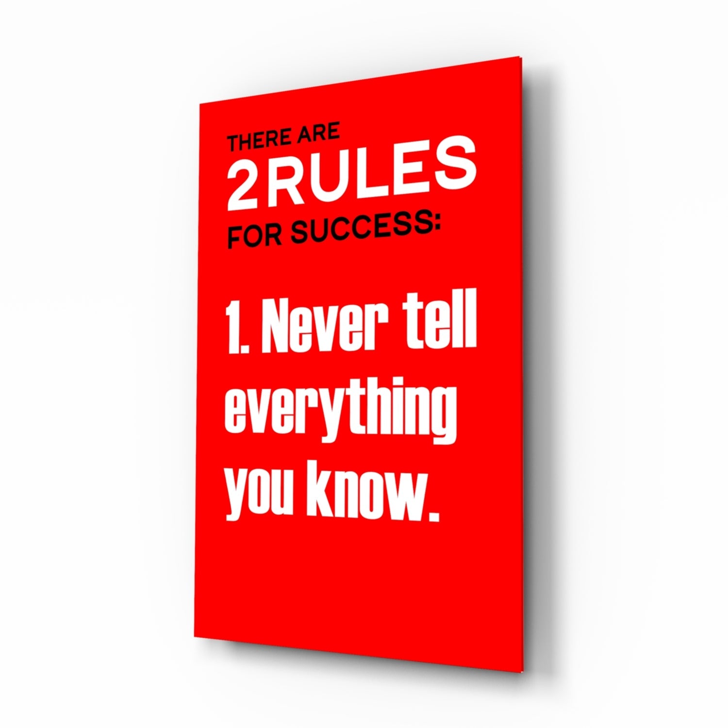 Two Rules for Success red quote glass wall art
