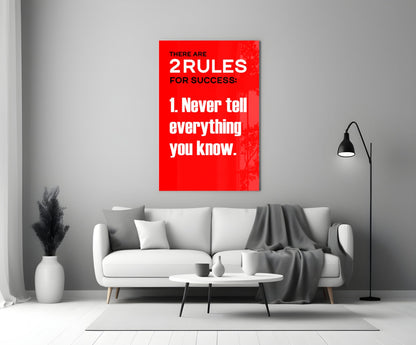 Two Rules for Success Bold Red Quote Glass Wall Art