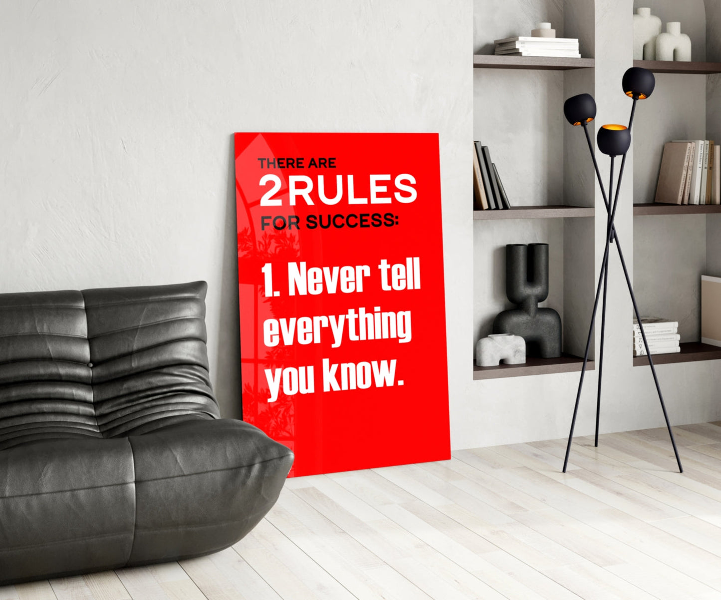 Two Rules for Success Bold Red Quote Glass Wall Art