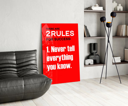 Two Rules for Success Bold Red Quote Glass Wall Art