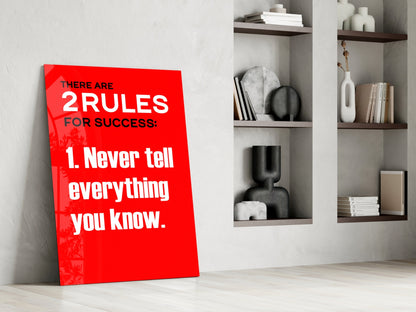 Two Rules for Success Bold Red Quote Glass Wall Art