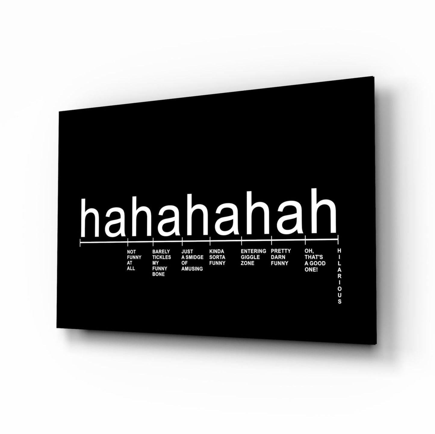 Laughter Analysis glass wall art typography design