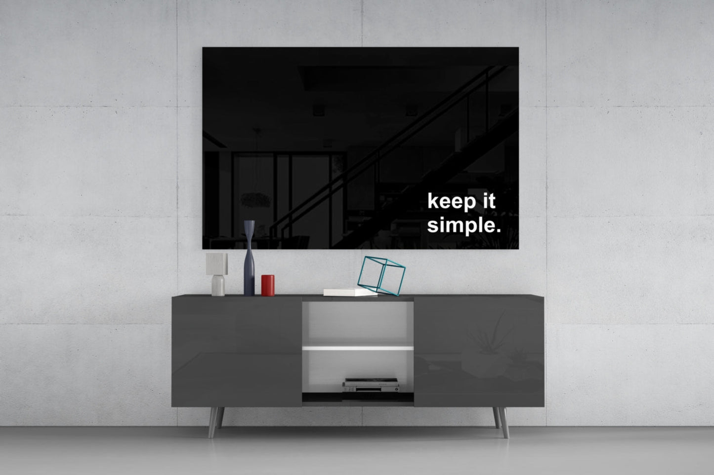 Keep It Simple Black Glass Wall Art