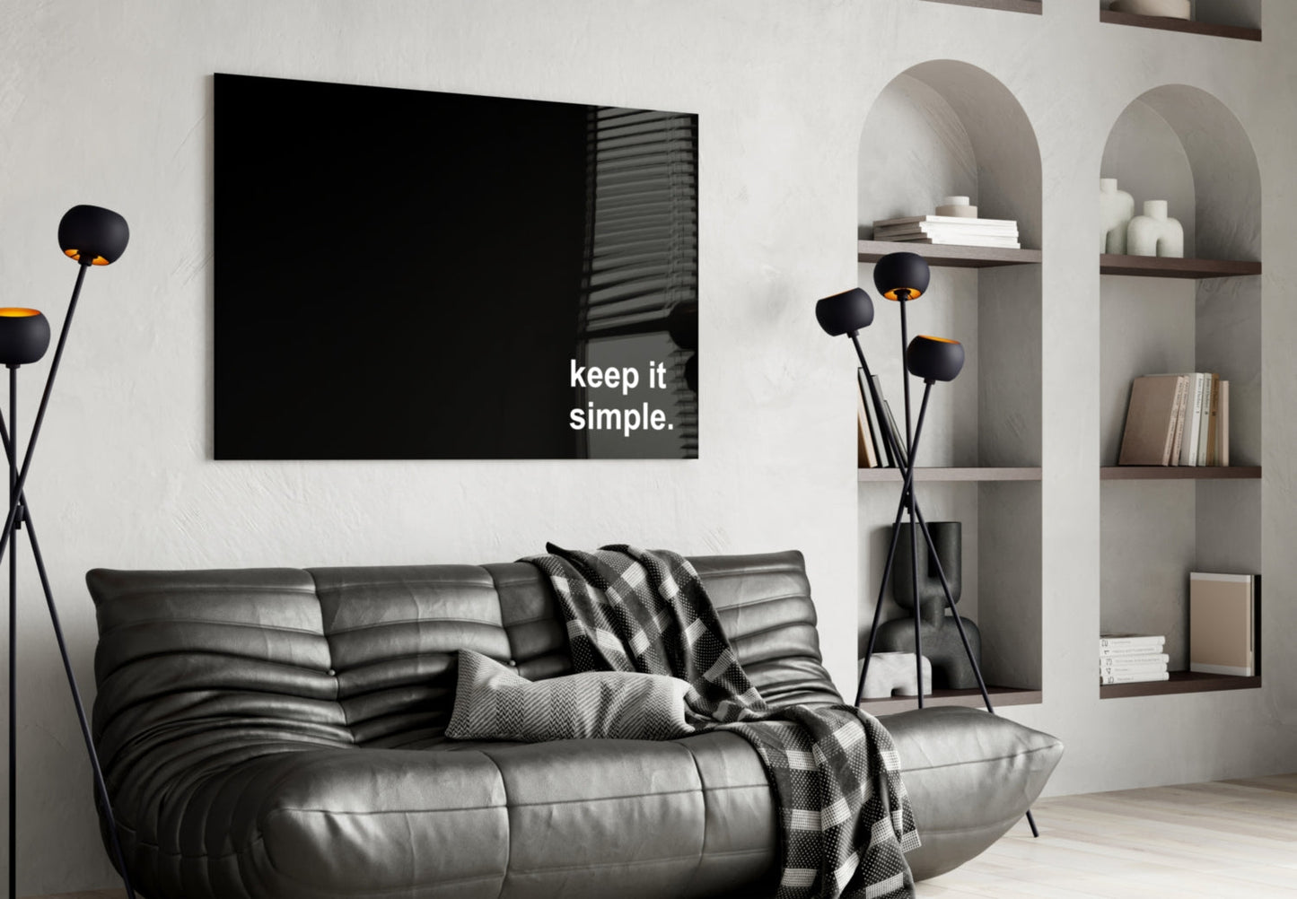 Keep It Simple Black Glass Wall Art