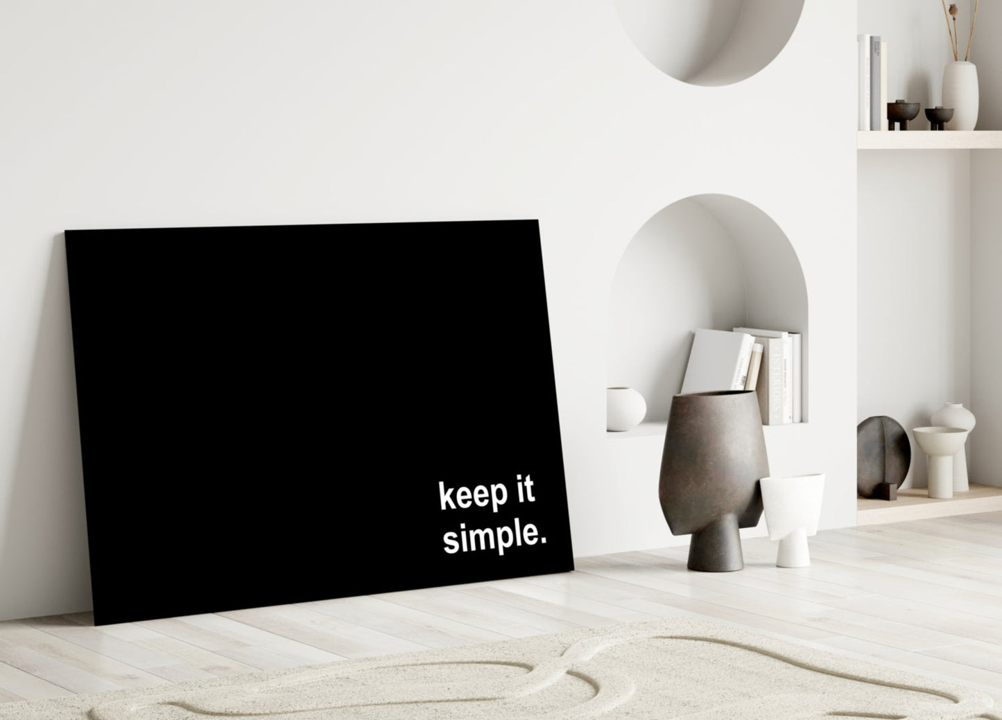 Keep It Simple Black Glass Wall Art