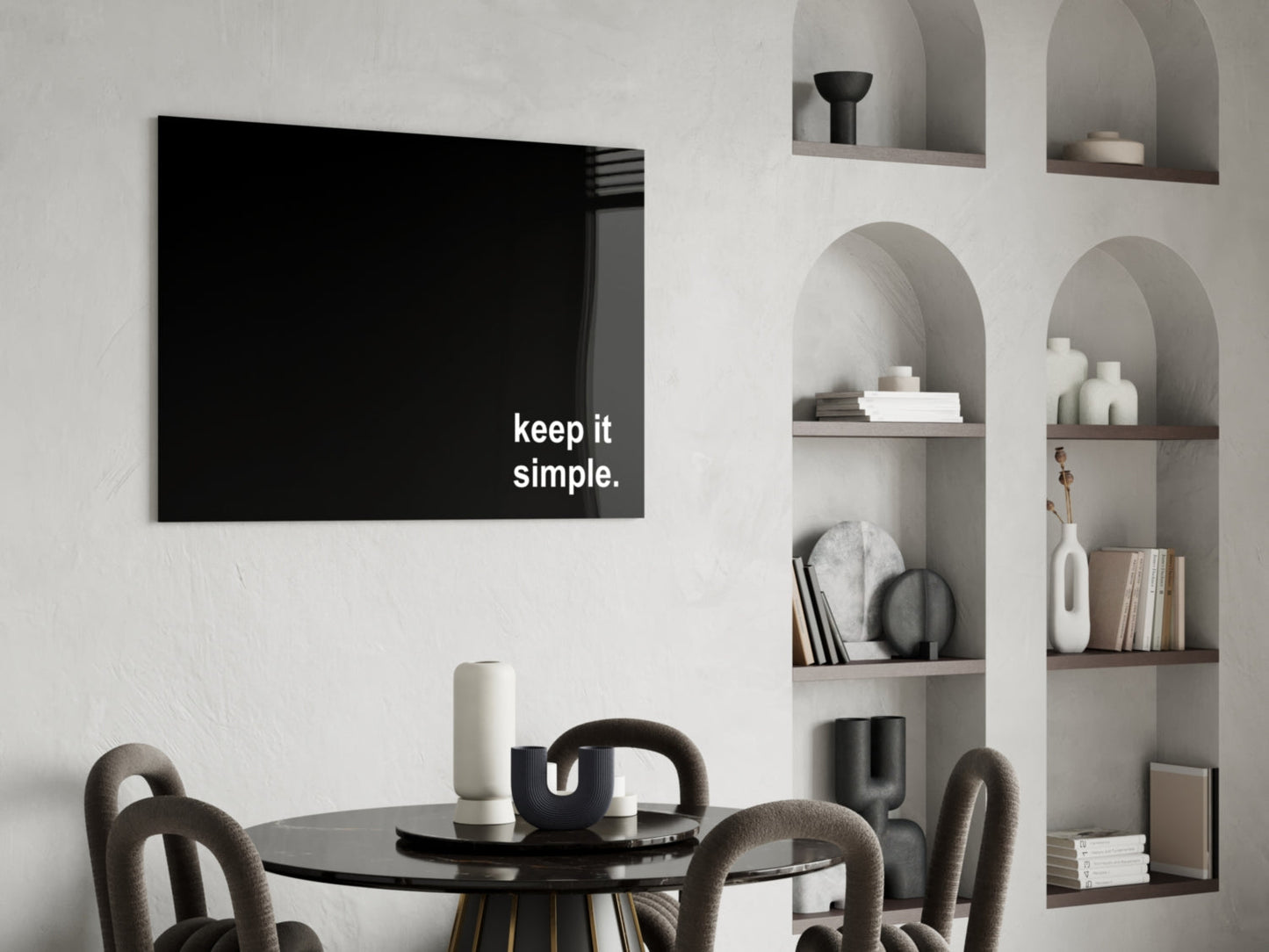 Keep It Simple Black Glass Wall Art