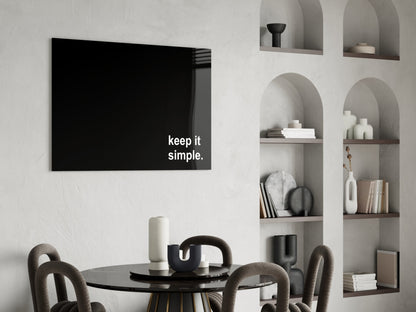 Keep It Simple Black Glass Wall Art
