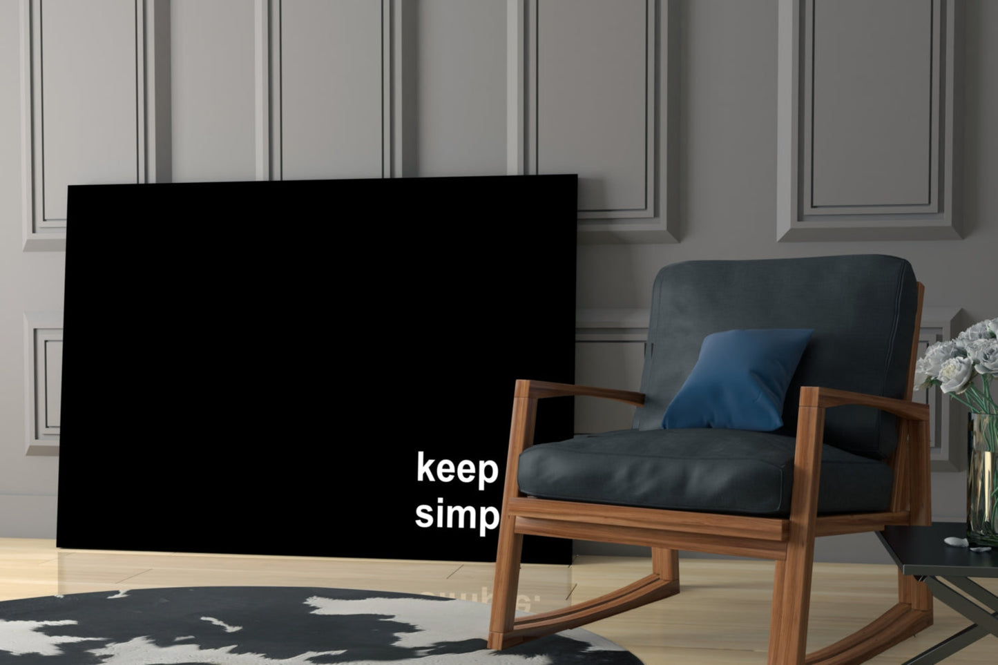 Keep It Simple Black Glass Wall Art