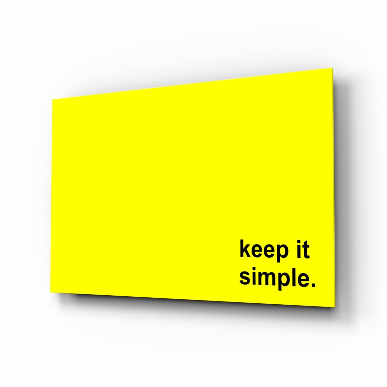 Keep It Simple Yellow Slogan Glass Wall Art