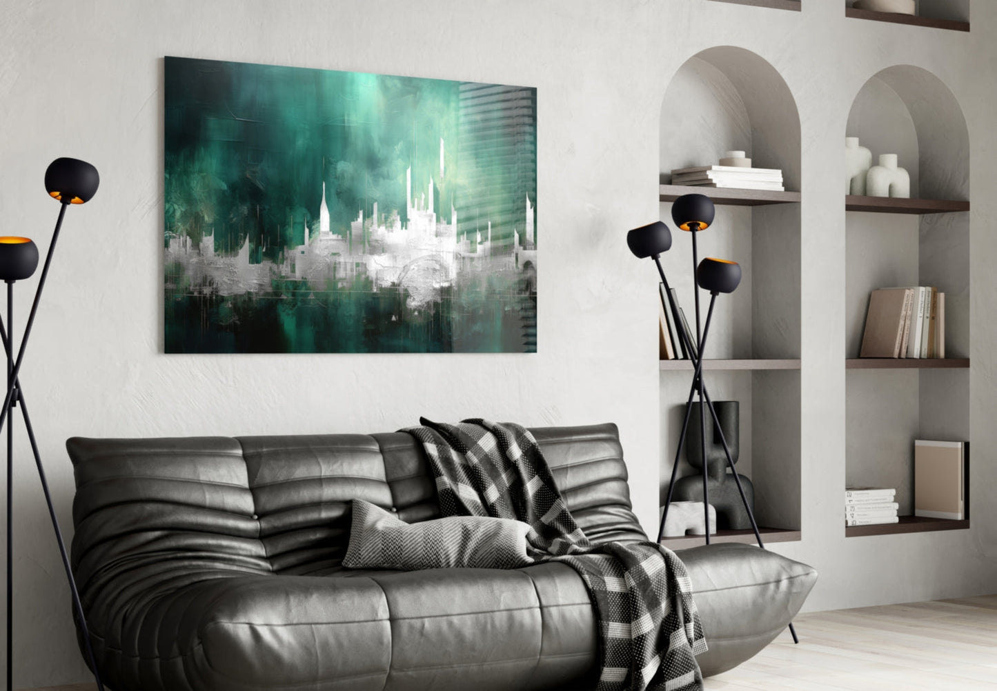 Emerald Mist Skyline Glass Wall Art