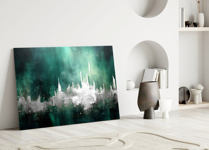 Emerald Mist Skyline Glass Wall Art