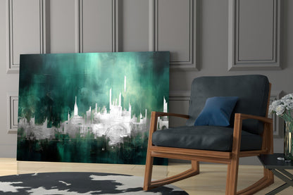 Emerald Mist Skyline Glass Wall Art