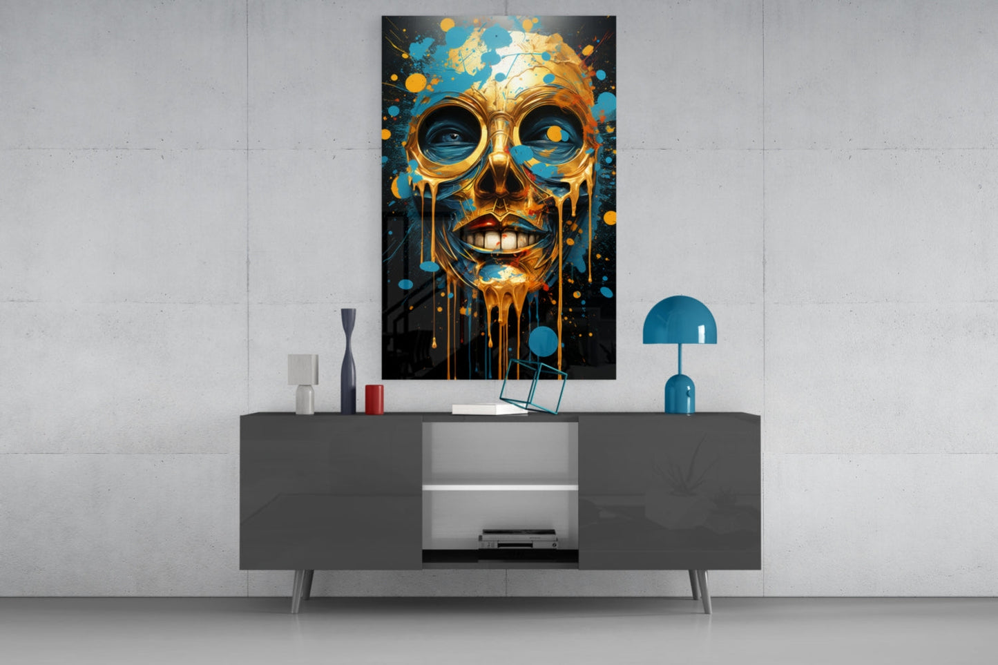 Molten Gold Skull Glass Wall Art